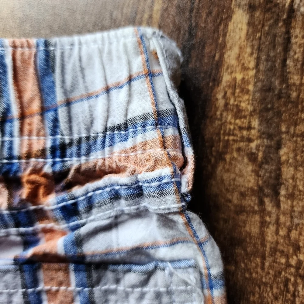 GYMBOREE White, orange and blue plaid shorts Size 18-24 mo